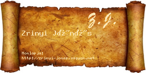 Zrinyi Jónás névjegykártya